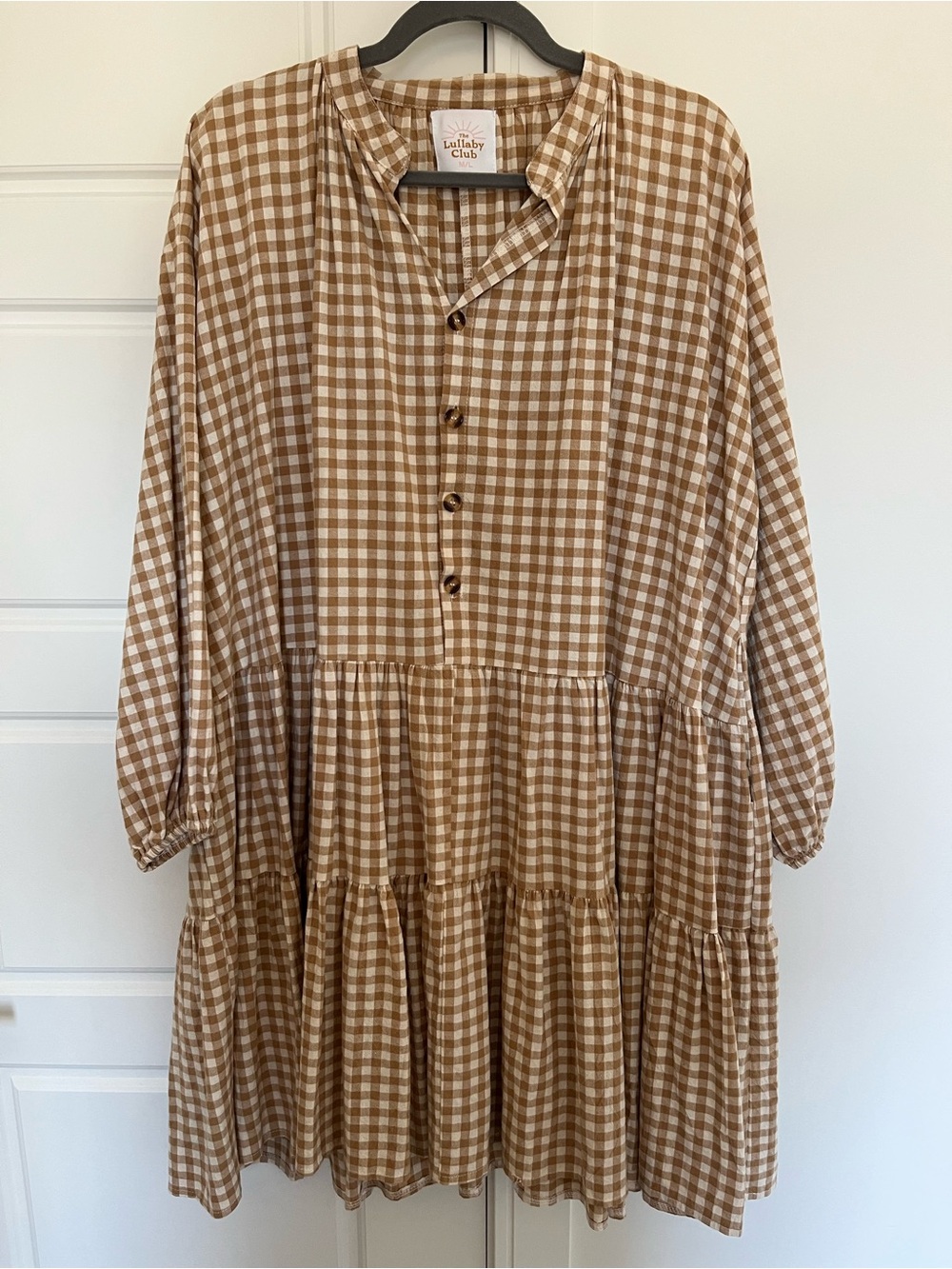 The Lullaby Club Avalon Smock Dress Caramel Gingham